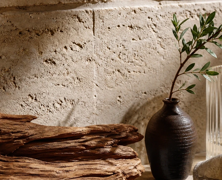Honed stone horizontal surface