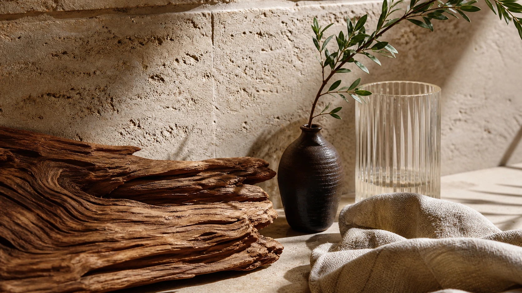 Natural stone and wood
